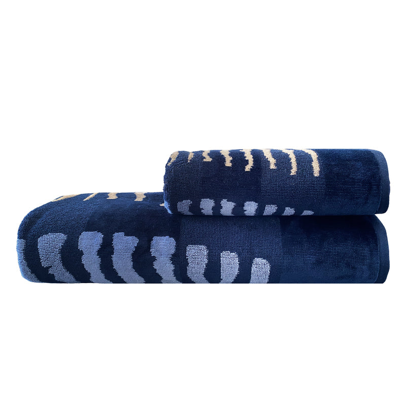 NAVY WAVE| 2 PIECE TOWEL SET