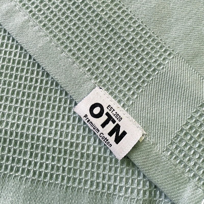 Waffle Kitchen Towels - Sage Green & Charcoal Grey -3 Towels/Pack