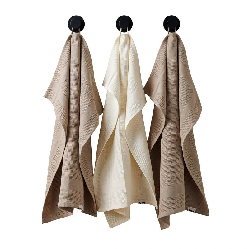 Waffle Kitchen Towels - Sand & Ivory -3 Towels/Pack