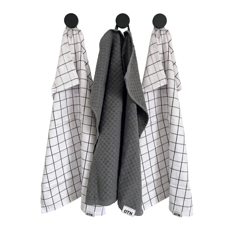 Dark Grey  Kitchen Towels - 3 Towels/Pack