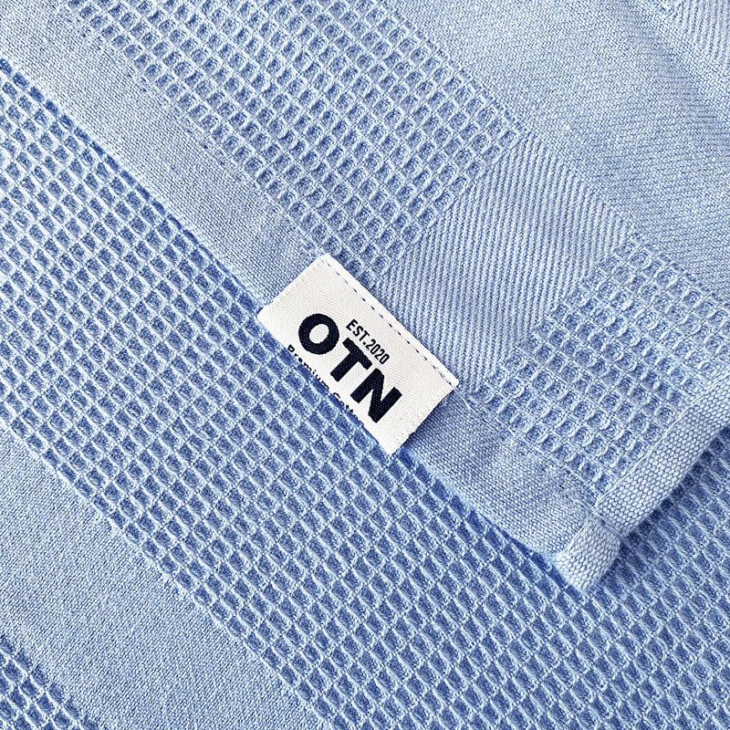 Waffle Kitchen Towels - Sky Blue & Navy Blue -3 Towels/Pack