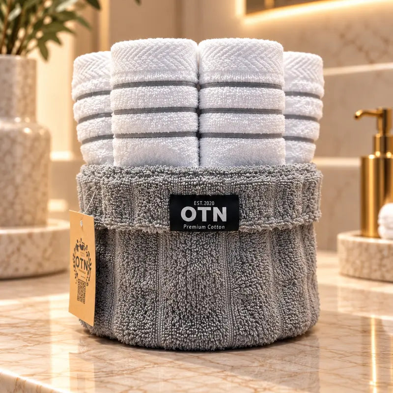 Embroidered Face Towel Basket – 6 Pieces| 600 GSM