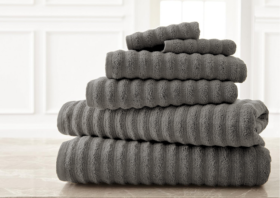 Dark Grey Set of 6 Wavy Towels