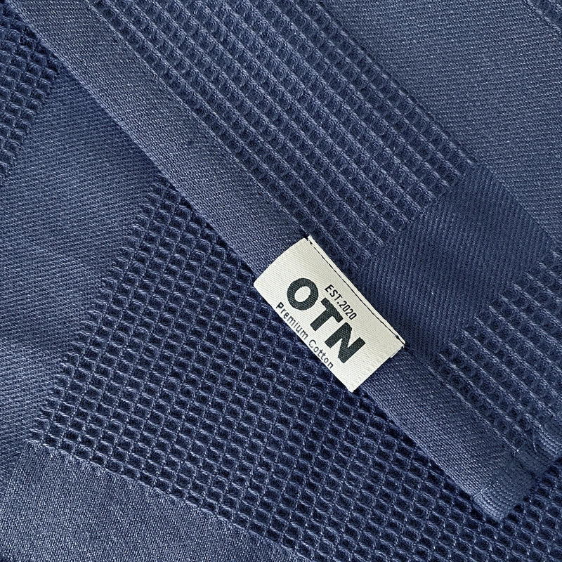 Waffle Kitchen Towels - Sky Blue & Navy Blue -3 Towels/Pack