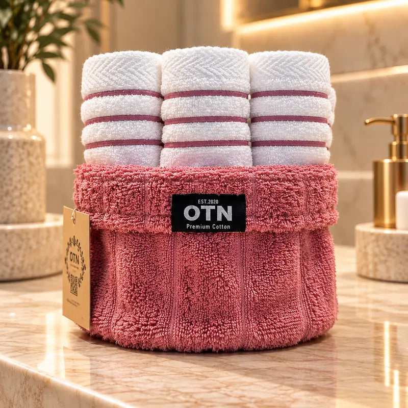 Embroidered Face Towel Basket – 6 Pieces| 600 GSM